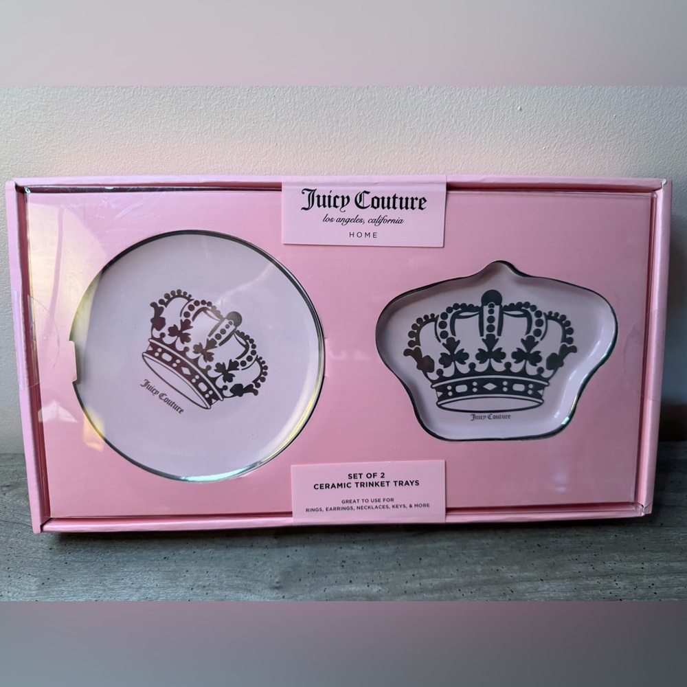 Juicy Couture Pink Ceramic Crown Trinket Trays (Set of 2)